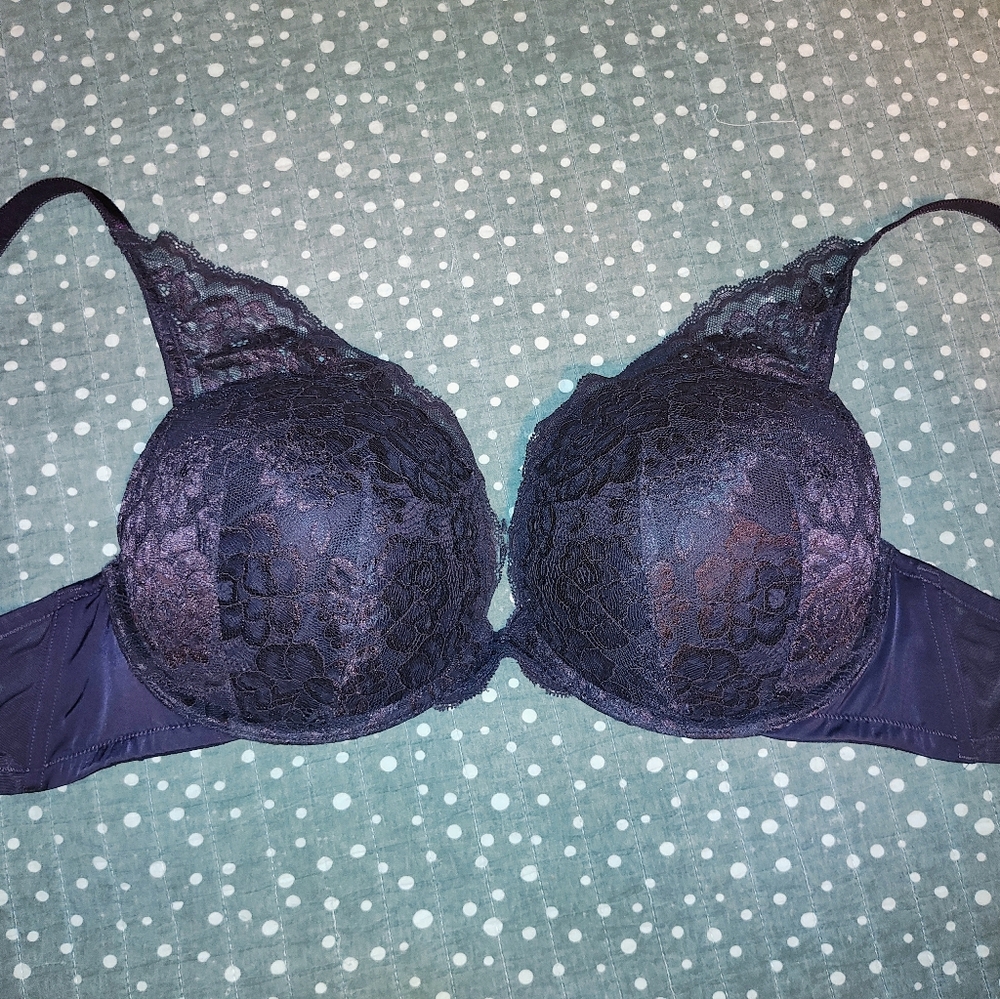 Lace Full-Coverage Bra - Navy